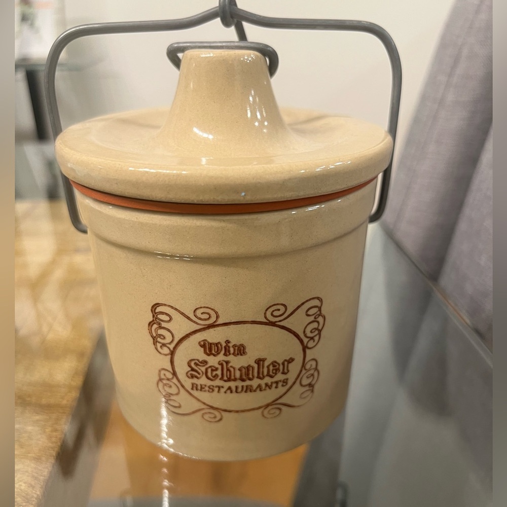 Vintage Win Schuler Stoneware Cheese Crock